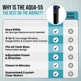 20 Gallon Fish Tank Filter up to 55 Gallons | Quiet Fish Tank Filter | Crystal Clear Water | Turtle Tank Filter | Submersible Aquarium Filter, Filter for Fish Tank, 50 Gallon Fish Tank Filter