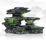 Aquarium Decor Mountain View Stone Ornament, Premium Landscape Fish Tank Decorations, Fish Tank Accessories, Ideal for Betta, Snails, Turtle, Hiding, Playing, Basking and Resting Spots