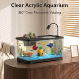 4 Gallon Fish Tank Aquarium Starter Kit with Filter and Light(Medium Black)