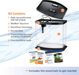 LED Minibow Small Aquarium Fish Tank Kit with Smartclean Technology, Small Fish Tank, Black, 2.5 Gallon