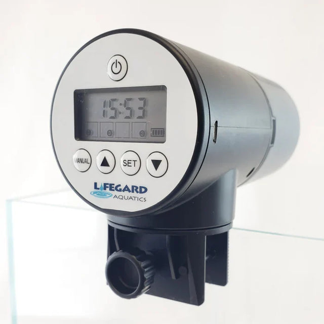 Intelli-Feed Automatic Fish Feeder with Timer, Programmable, Rechargeable Battery
