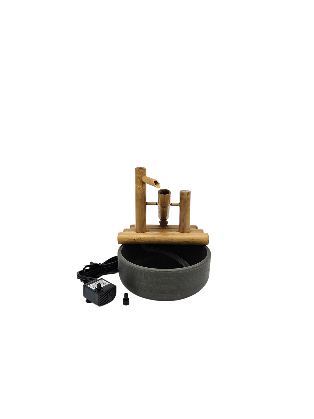 8" Bamboo Rocking Fountain, Pot and Quiet One 100 Pump