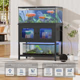 40-50 Gallon Fish Tank Stand, Aquarium Stand with Cabinet Accessories Storage, Heavy Duty Metal Frame, Reptile Terrarium Stand, 37.5" L*18.89" W Tabletop, 880LBS Capacity, Black