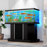 55-75 Gallon Fish Tank Stand with Power Outlet, Modern Heavy Duty Aquarium Stand with Cabinet Storage for Fish Tank/Turtle Tank/Reptile Terrarium, 880LBS Capacity, Black