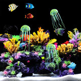 2 PCS Jellyfish Fish Tank Decorations, Simulation Jellyfish Plant Ornament, Fish Tank Jellyfish Glow Decorations, Fish Tank Decorations Suitable for Various Fish Tank/Aquarium (S, Yellow)