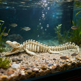 Life-Like Mosasaurus Skeleton Dinosaur Bone Model Replica Aquarium Decoration Featuring White Fins Tail for Fish Tank Decoration
