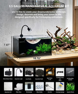 Fish Tank Kit,3.5 Gallon Small Aquarium,Ultra-Clear Nano Aquarium,Betta Fish Tank,Suitable for Small Fish Tank,Aquarium Starter Kit,Desktop Fish Tank (Planet Background)