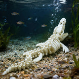 Life-Like Mosasaurus Skeleton Dinosaur Bone Model Replica Aquarium Decoration Featuring White Fins Tail for Fish Tank Decoration