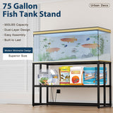 55-75 Gallon Fish Tank Stand with Power Outlets, 900LBS Capacity Aquarium Stand, Metal Fish Tank Stand Dual-Layer Design Terrarium Stand, Black