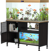 55-75 Gallon Fish Tank Stand,Aquarium Stand with Power Outlets and Cabinet,Heavy Duty Wood Aquarium Stand with Cabinet for Fish Tank Accessories Storage US Fast Arrive
