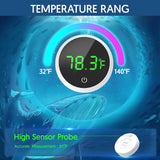 Fish Tank Thermometer Aquarium Thermometer Wireless Touch Stick Digital Aquarium Thermometer LED Display ±1°F for Monitoring the Fish Tank Aquarium Temperature Accessories (White)