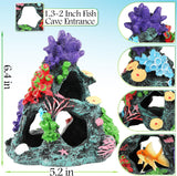 Fish Tank Decorations, 7 Pieces Aquarium Plants Set with Coral Reef Decoration Mountain Cave Ornament for Betta, Goldfish, Shrimp to Breed, Play and Rest (Green)