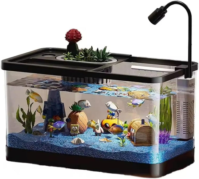 4 Gal Small Fish Tank, Betta Fish Tank Kit with LED Light, Oxygen Generator, Fish Tank Starter Kits for Beta,Goldfish