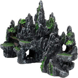 Large Fish Tank Decorations, Mountain View Aquarium Ornament with Tree House Cave Bridge Artificial Plastic Plants Aquarium Decorations