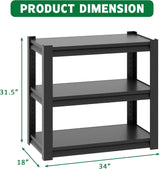 30 Gallon Fish Tank Stand - Metal Aquarium Stand, 34 "W X 18 "D X 31" H Adjustable Heavy Duty Reptile Tank Stand, Adjustable 3-Tier Fish Tank Rack Shelf for Home Office, Tank Not Included