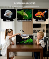 Fish Tank Kit,3.5 Gallon Small Aquarium,Ultra-Clear Nano Aquarium,Betta Fish Tank,Suitable for Small Fish Tank,Aquarium Starter Kit,Desktop Fish Tank (Planet Background)