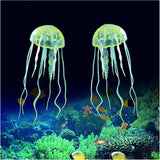 2 PCS Jellyfish Fish Tank Decorations, Simulation Jellyfish Plant Ornament, Fish Tank Jellyfish Glow Decorations, Fish Tank Decorations Suitable for Various Fish Tank/Aquarium (S, Yellow)