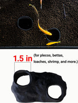 Dual-Entrance Rock-Texture Cave – Fish Tank Shelter & Aquarium Decor with 2 Tunnels, 6×3.4×2.3In (Black)