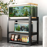 30 Gallon Fish Tank Stand - Metal Aquarium Stand, 34 "W X 18 "D X 31" H Adjustable Heavy Duty Reptile Tank Stand, Adjustable 3-Tier Fish Tank Rack Shelf for Home Office, Tank Not Included