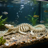 Life-Like Mosasaurus Skeleton Dinosaur Bone Model Replica Aquarium Decoration Featuring White Fins Tail for Fish Tank Decoration