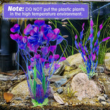 Artificial Aquarium Plants Fish Tank Decorations, Soft Plastic Green Water Grass for Fish Habitat, Realistic Underwater Décor, Safe for Fish, 2-Pack