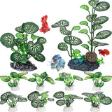 Betta Fish Tank Decor Plants, 10 Pack Silk Aquarium Plants for Fish Tank Decorations, Betta Fish Leaf Pad for Sleeping Resting Hiding Playing
