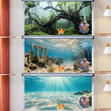 3 PCS Aquarium Background, 48X24 Inch Polyester Fish Tank Background | Cloth Fish Tank Background, Undersea Ruins Floor Sunshines & Tree Wood Branches Aquatic Plants