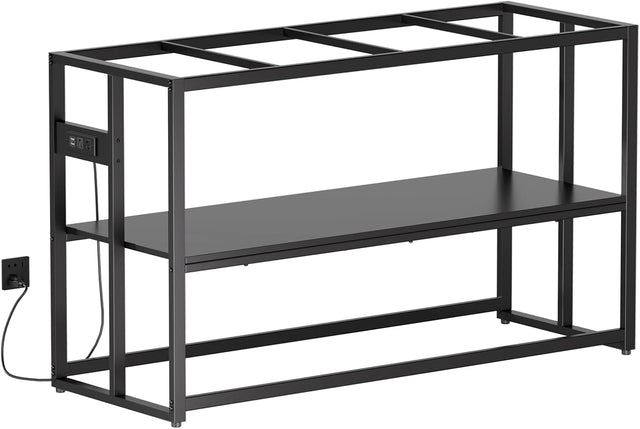 55-75 Gallon Fish Tank Stand with Power Outlets, 900LBS Capacity Aquarium Stand, Metal Fish Tank Stand Dual-Layer Design Terrarium Stand, Black