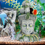 Buddha Head Statue Aquarium Decorations Resin Fish Hideout Betta Cave for Large Fish Tank Ornaments Betta Sleep Rest Hide Play Breed(Large Size)