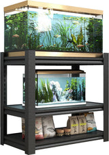 30 Gallon Fish Tank Stand - Metal Aquarium Stand, 34 "W X 18 "D X 31" H Adjustable Heavy Duty Reptile Tank Stand, Adjustable 3-Tier Fish Tank Rack Shelf for Home Office, Tank Not Included