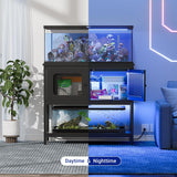 40-50 Gallon Fish Tank Stand, Aquarium Stand with Cabinet Accessories Storage, Heavy Duty Metal Frame, Reptile Terrarium Stand, 37.5" L*18.89" W Tabletop, 880LBS Capacity, Black
