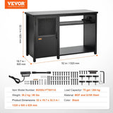 VEVOR Aquarium Stand, 75 Gallon Fish Tank Stand, 52 X 19.7 X 32.3 in Steel and MDF Turtle Tank Stand, 626 Lbs Load Capacity, Reptile Tank Stand with Storage Cabinet and Embedded Power Panel, Black