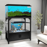 Aquarium Stand 20-29 Gallon, 29 Gallon Fish Tank Stand with Aquarium Tools Organizer, 3 Tier Breeder Tank Stand with Storage Cabinet, Heavy Duty Metal Frame for 20 - 29 Gallon Long Aquarium (20-29 Gallon Fish Tank Stand)
