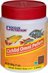 Fish Food Cichlid Pellets, 7 Oz (200 G), Small Pellet | High Protein (41%) Soft Moist Sinking Pellets for Omnivorous Predatory Cichlids - Enhances Color & Growth