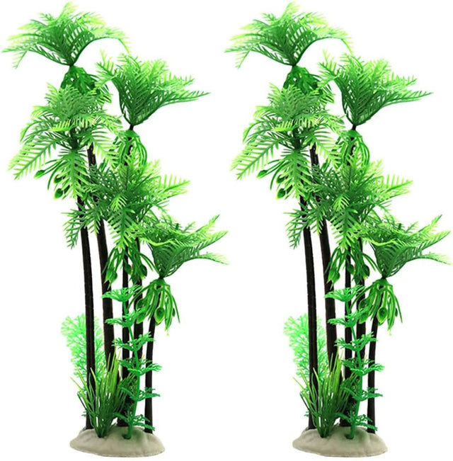 2Pcs Plastic Coconuts Tree Aquarium Plants Ornament Mini Resin Artificial Palm Tree Fish Tank Fishbowl Terrarium Decorations